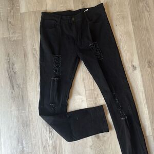 Shein Black Distressed Skinny Jeans Size 34